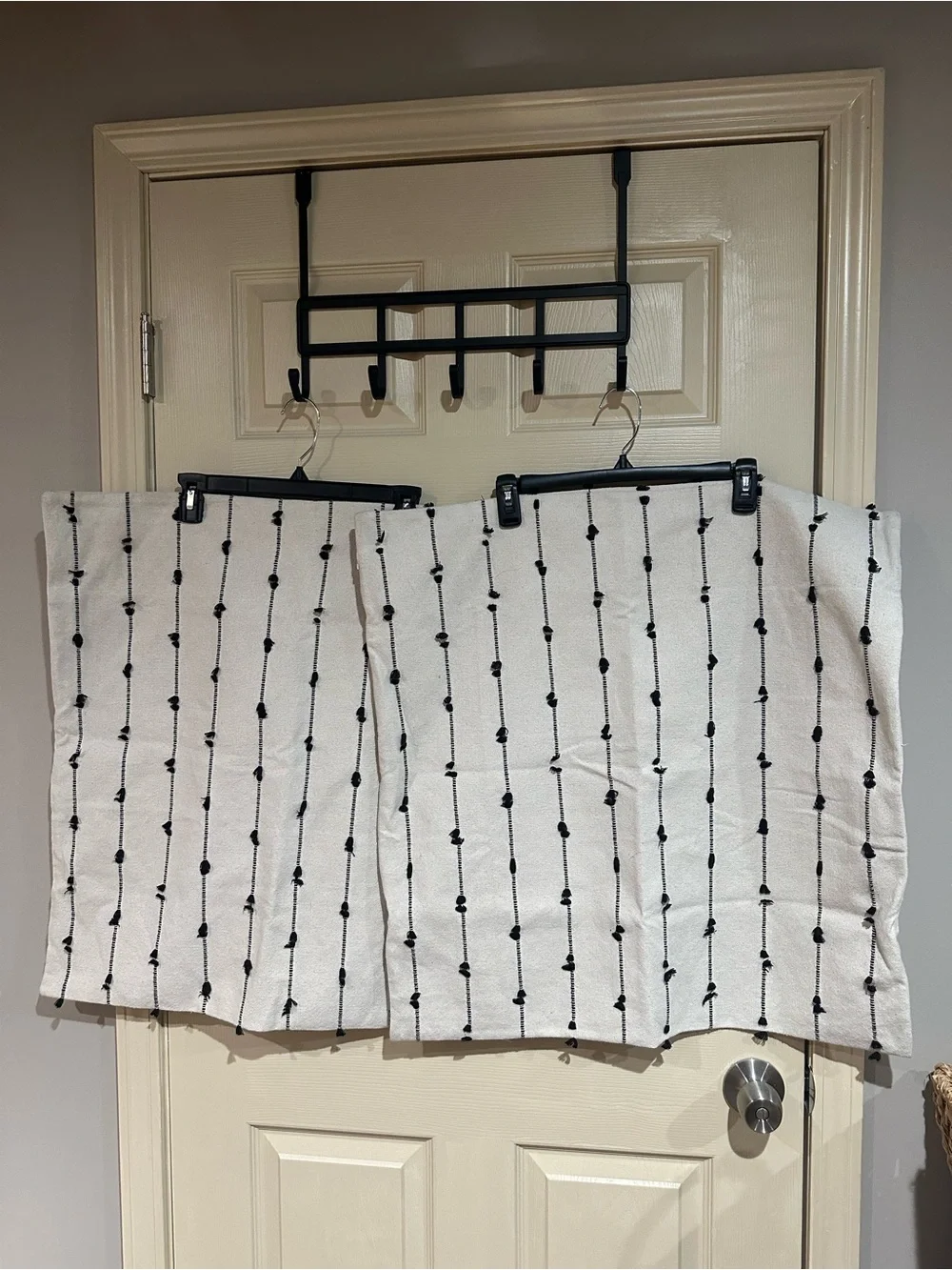 Neutral Ivory Euro Shams with Black Dot Stripe